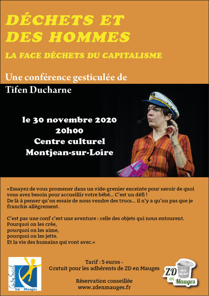 Affiche pour conférence gesticulée Montjean 30 11 2020